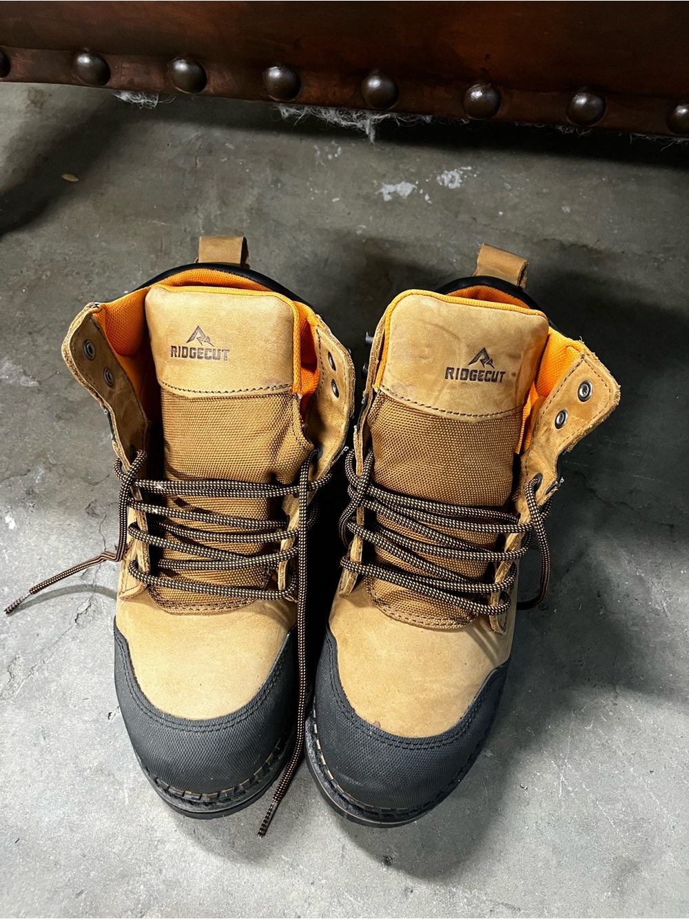 RidgeCut Men's Brown and Tan Work Boots with Black Toe